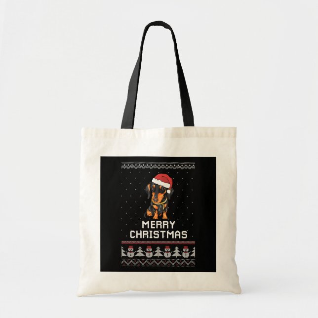 Dackel Weihnachten Tragetasche (Vorne)