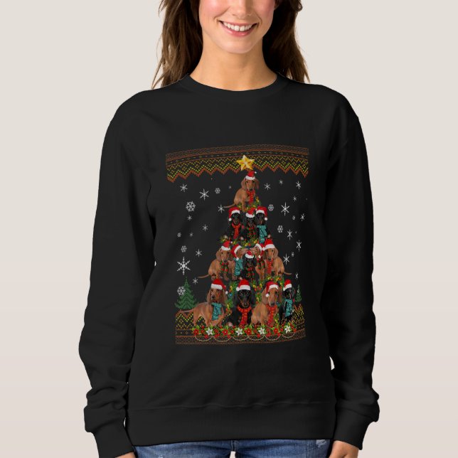 Dackel Weihnachten Ugly Sweater Weihnachtsbaum Sweatshirt (Vorderseite)