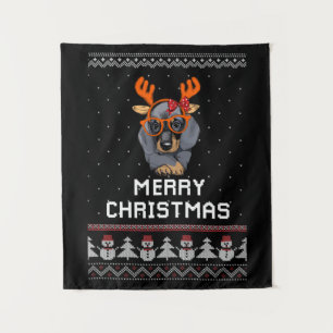 Dackel Weihnachten Wandteppich