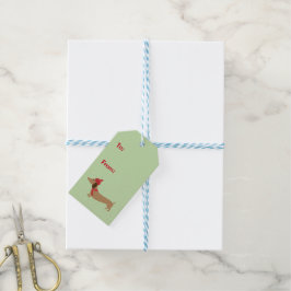 Dackel Weihnachts Grüne Geschenketiketten mit Stri Geschenkanhänger
