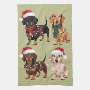 Dackel Weihnachts-Hund Mama Lover Xmas Geschenk Geschirrtuch