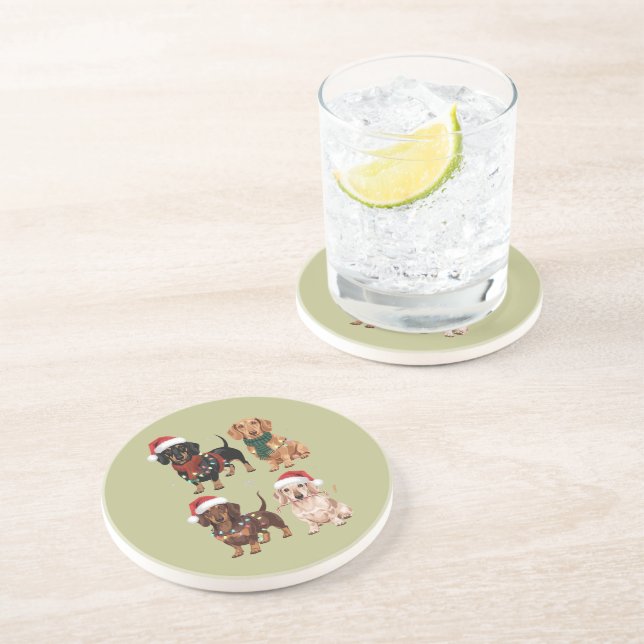 Dackel Weihnachts-Hund Mama Lover Xmas Geschenk Getränkeuntersetzer (Seite)