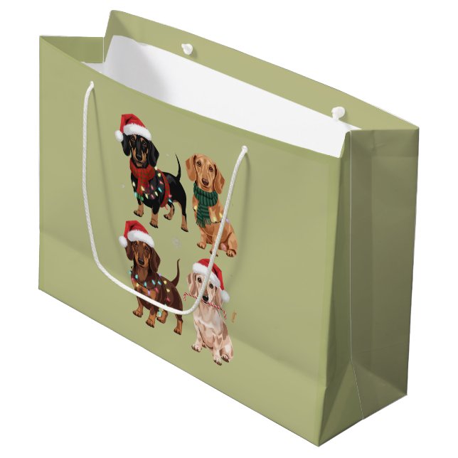 Dackel Weihnachts-Hund Mama Lover Xmas Geschenk Große Geschenktüte (Vorderseite Schrägansicht)