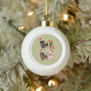 Dackel Weihnachts-Hund Mama Lover Xmas Geschenk Keramik Kugel-Ornament
