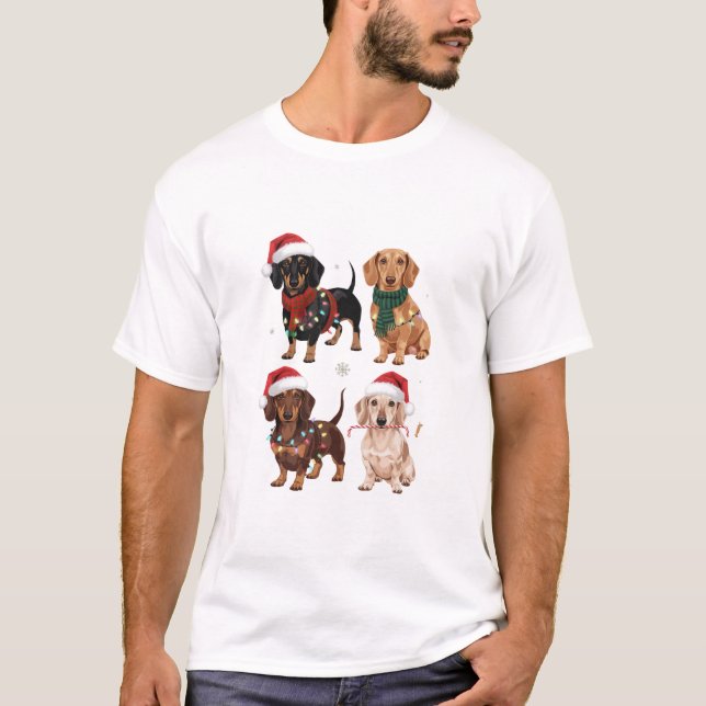 Dackel Weihnachts-Hund Mama Lover Xmas Geschenk T-Shirt (Vorderseite)