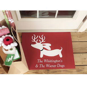 Dackel Weihnachts-Reindeer Wiendeer Persönlich Fußmatte