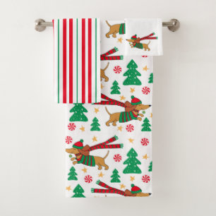 Dackel Weihnachtsbad Handtuch Set