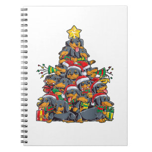 Dackel Weihnachtsbaum Dog Weihnachtsjunge Mädchen Notizblock