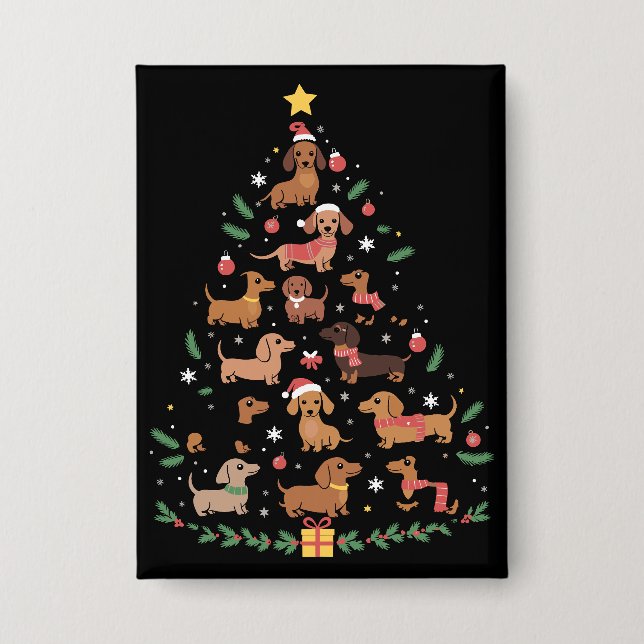 Dackel Weihnachtsbaum Hund Lover Hunde Besitzer Button (Vorderseite)