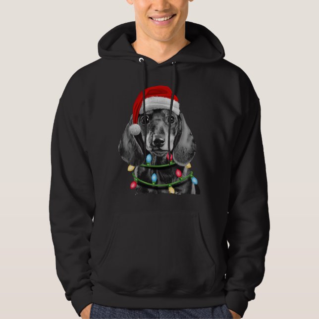 Dackel Weihnachtsbaum Lichter Weihnachten Weihnach Hoodie (Vorderseite)