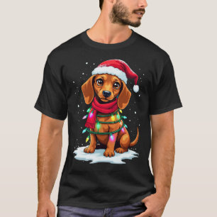 Dackel Weihnachtsbaum Niedliche Weihnachtsmannmütz T-Shirt