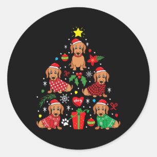 Dackel Weihnachtsbaum Ornament Funny Würstchen Hun Runder Aufkleber