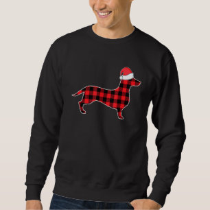 Dackel Weihnachtsdekorationen Rotes Kariertes Buff Sweatshirt