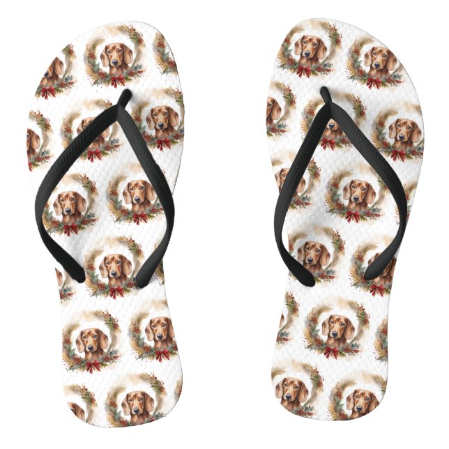 Dackel Weihnachtsfest Flip Flops (Fußbett)