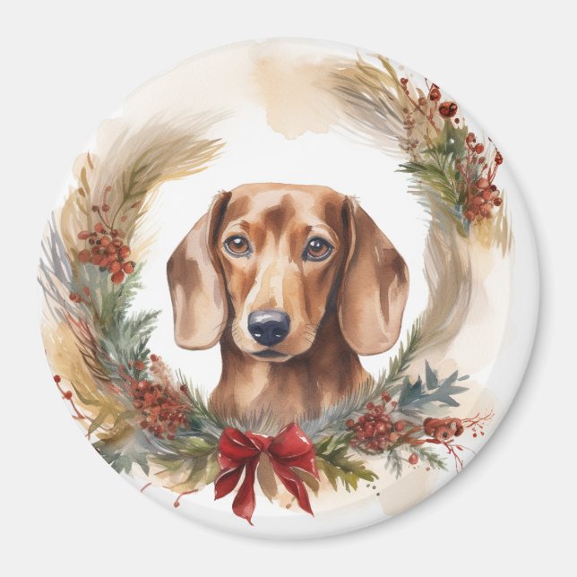 Dackel Weihnachtsfest Magnet (Vorne)