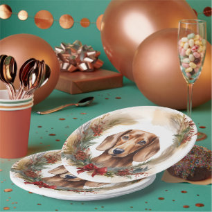 Dackel Weihnachtsfest Pappteller