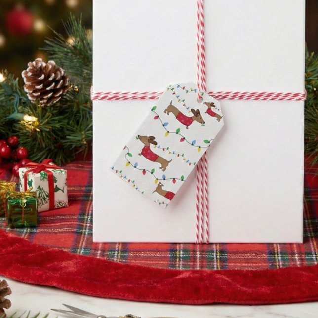 Dackel Weihnachtsgeschenk Tags Dackel Weihnachtsbe Geschenkanhänger (Naughty dachshund Christmas gift tag)