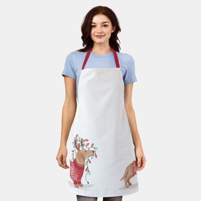 Dackel Weihnachtshund gemütliche Pullover mit Lich Schürze (Getragen)