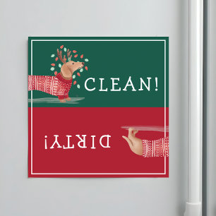 Dackel Weihnachtshund Red Sweater Clean & Dirty Magnet