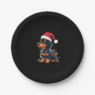 Dackel Weihnachtslicht Weihnachtsmannmütze Weihnac Pappteller