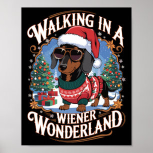 Dackel Weihnachtsmannmütze Weihnachtskostüm Hund L Poster