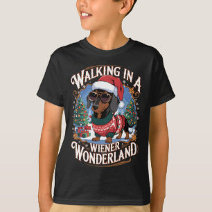 Dackel Weihnachtsmannmütze Weihnachtskostüm Hund L T-Shirt