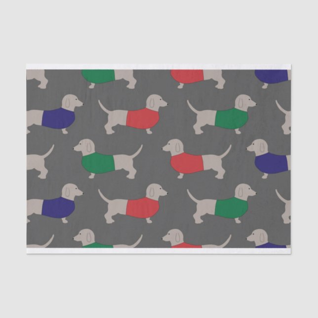 Dackel-Weihnachtsmuster-Seidenpapier Seidenpapier (Vorderseite)