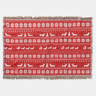 Dackel-Weihnachtsstrickjacke-Muster-Rot Decke