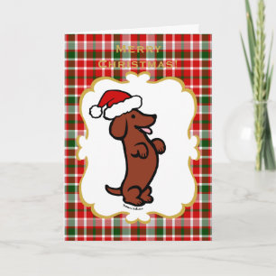 Dackel-WeihnachtsWeihnachtsmannmütze Feiertagskarte