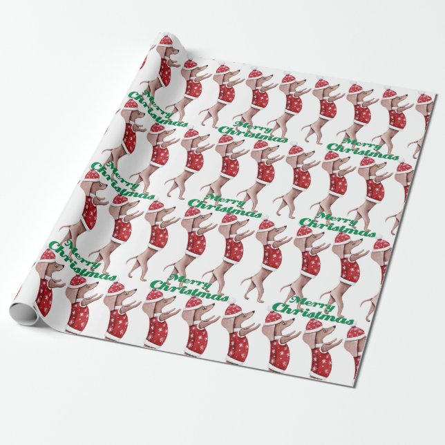 Dackel Weihnachtswrapping Paper Geschenkpapier (Ungerollt)