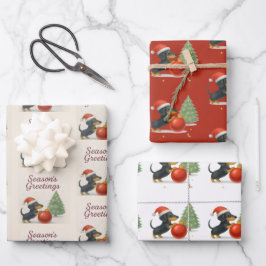 Dackel Weihnachtswrapping Papier Set 3