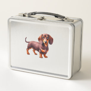 Dackel - Weiner Dog Aquarellmalerei Metall Brotdose