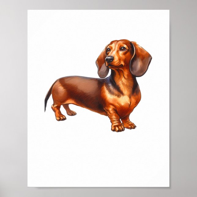 Dackel - Weiner Dog Aquarellmalerei Poster (Vorne)