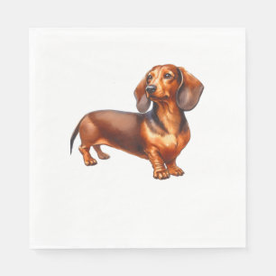 Dackel - Weiner Dog Aquarellmalerei Serviette