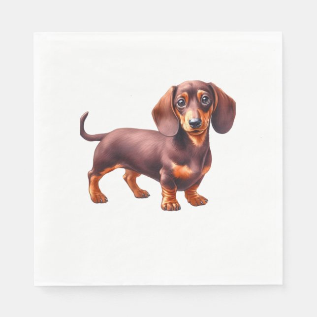 Dackel - Weiner Dog Aquarellmalerei Serviette (Vorderseite)
