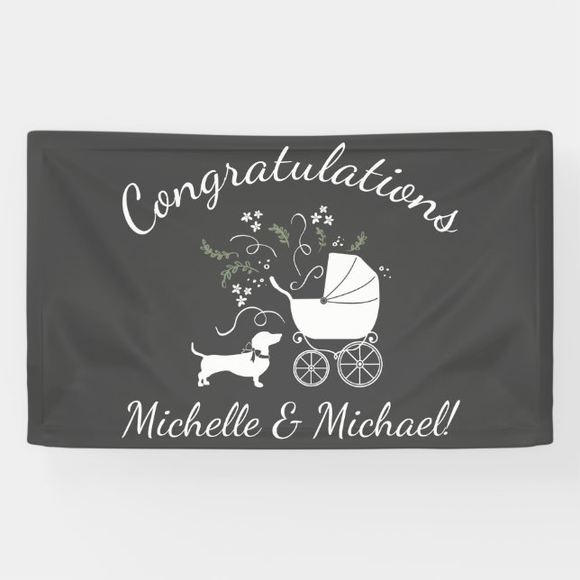 Dackel Weiner Dog Baby Shower Gender Neutral Banner (Horizontal)