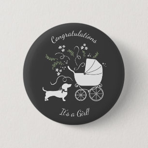 Dackel Weiner Dog Baby Shower Gender Neutral Button