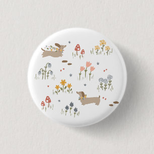 Dackel Weiner Dog liebt Wildblume Welpe Button