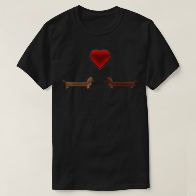 Dackel (Weiner Dog) Welpe Valentine's Day Liebe T-Shirt (Design vorne)