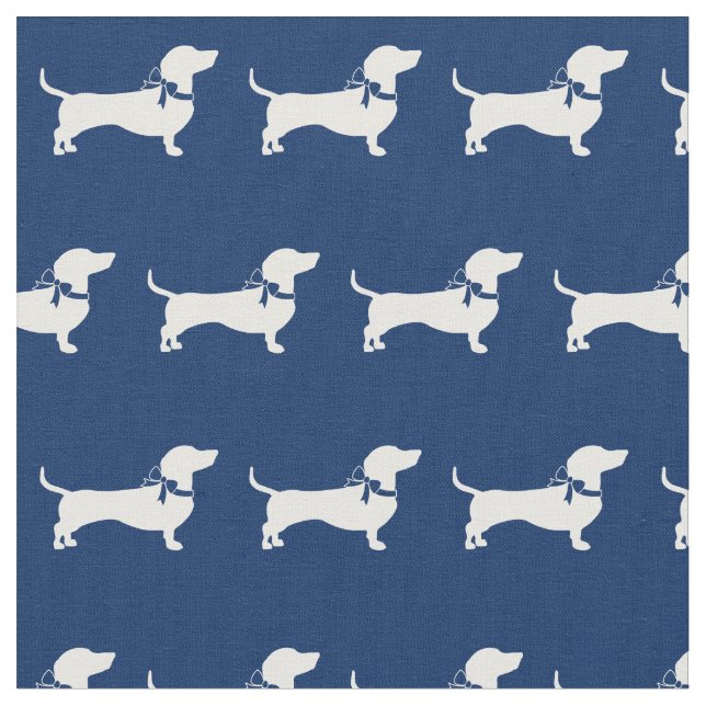 Dackel Weiner Hunde Navy Blau Stoff (Nahaufnahme)