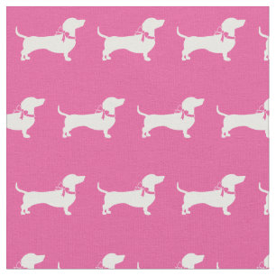 Dackel Weiner Hunde Silhouette Pink Stoff