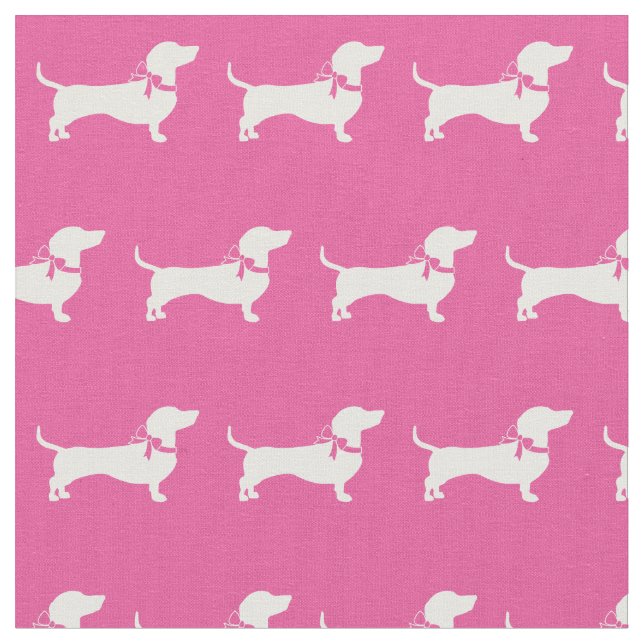 Dackel Weiner Hunde Silhouette Pink Stoff (Nahaufnahme)
