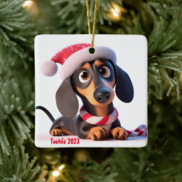 Dackel Welpe Personalisierte Keramik Baum Ornament