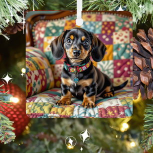 Dackel Welpen Hund Personalisiert Weihnachten Ornament Aus Metall