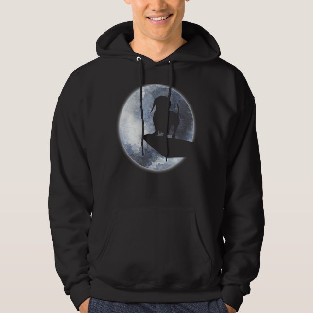 Dackel Welpen Hund Silhouette und Mond Hoodie (Vorderseite)