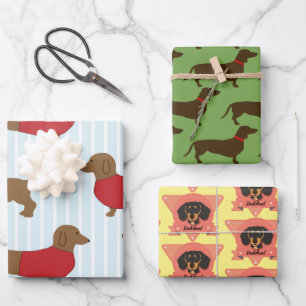 Dackel Welpen Hunde lieben - Dackel Geschenkpapier Set