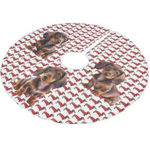 Dackel Welpen Weihnachtsbaumrock Polyester Weihnachtsbaumdecke