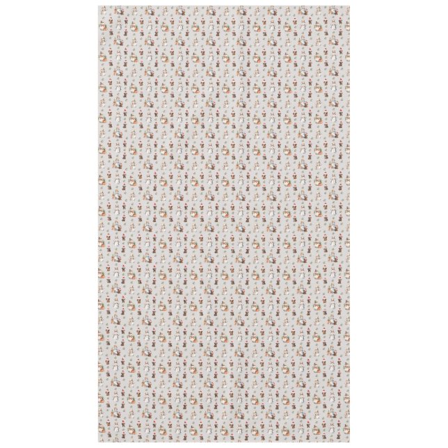 Dackel Welpen: Weihnachtsmannmützen, Holly und Sno Tischdecke (Vorderseite)