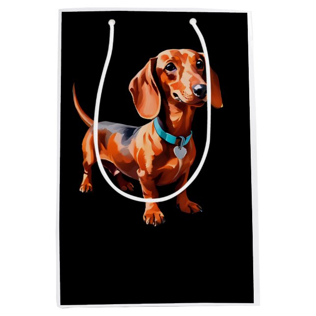 Dackel Wienerdog Grafiktasche Mittlere Geschenktüte (Vorderseite)
