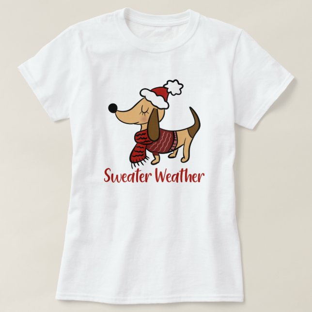 Dackel Winter Dog T - Shirt (Design vorne)